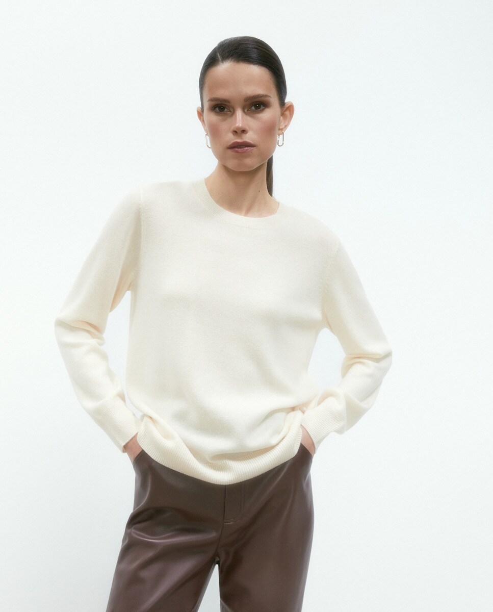 Pull cachemire à col rond