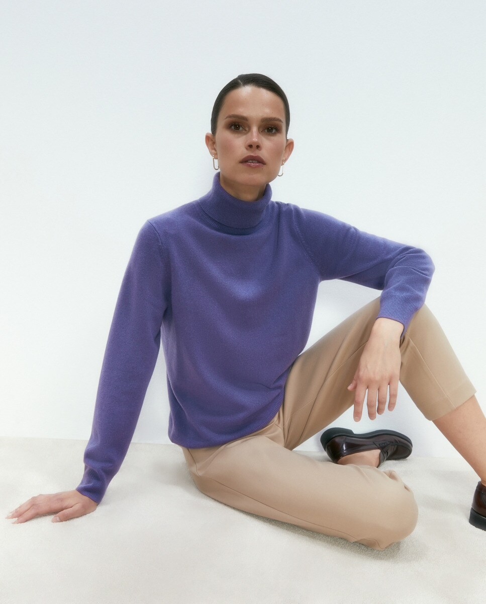 Pull cachemire à col roulé