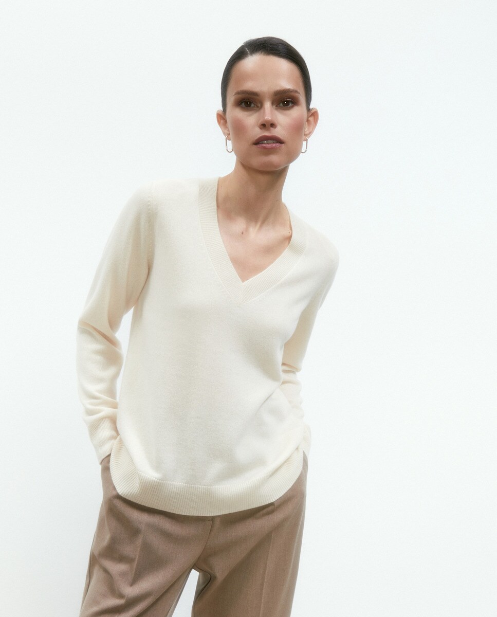 Pull cachemire à col en V