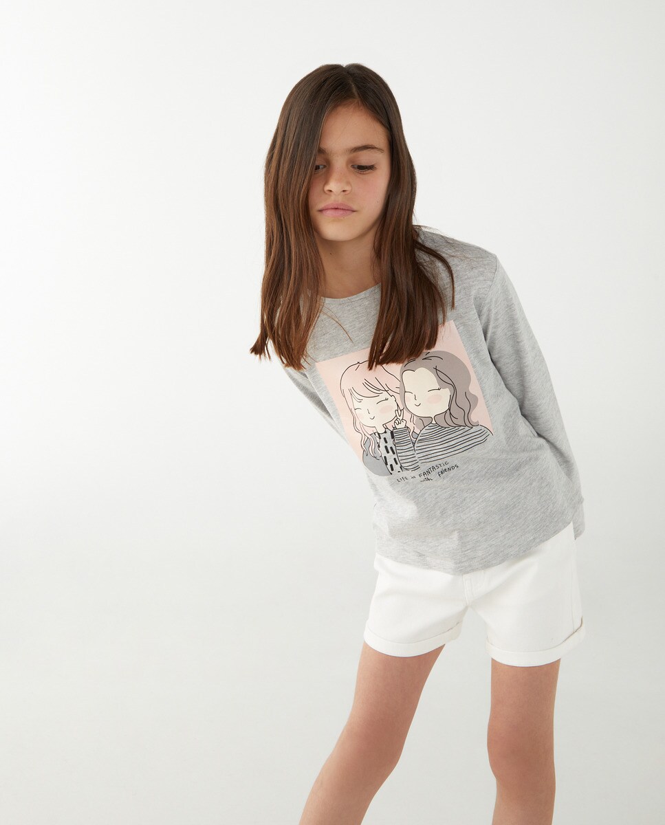 Tshirt à manches longues avec imprimé devant