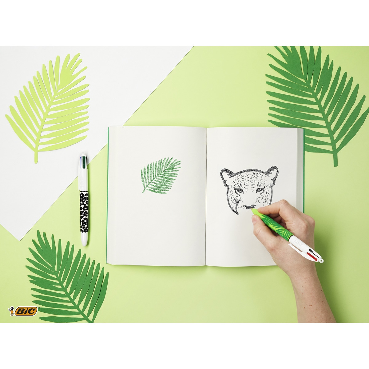 Pack de 1 caneta esferográfica de 4 cores Jungle Ponta Média Multicolor-7