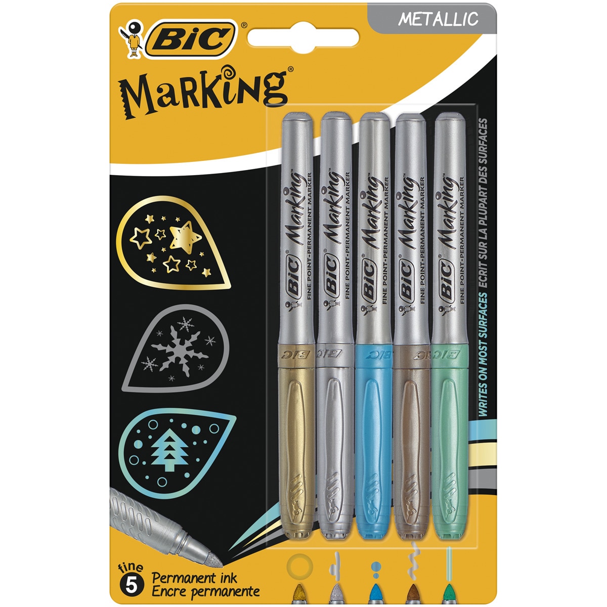 Pack 5 Marcadores Permanentes  Marking Metallic  BIC 9