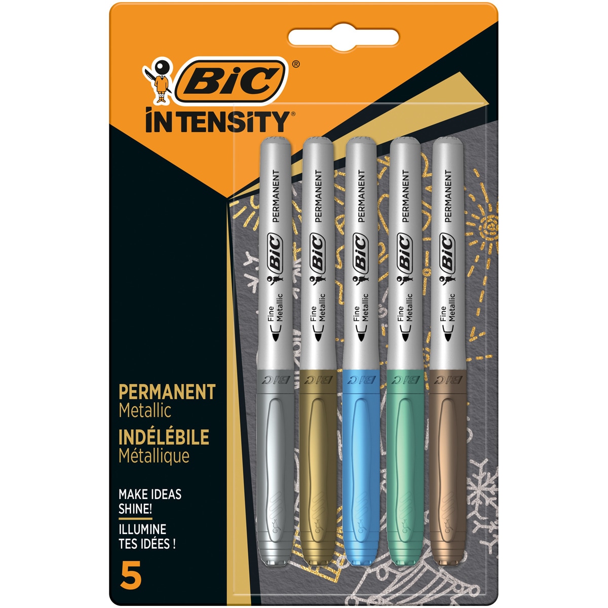 Pack 5 Marcadores Permanentes  Marking Metallic  BIC 3
