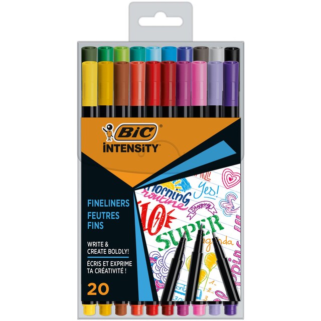 Imagen 0 de Pack de 20 Rotuladores Punta Fina  Intensity Fine BIC