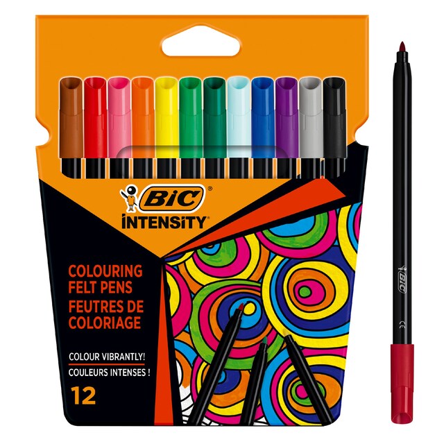Imagen 0 de Pack de 12 rotuladores de colores para colorear, colores surtidos, BIC intensity