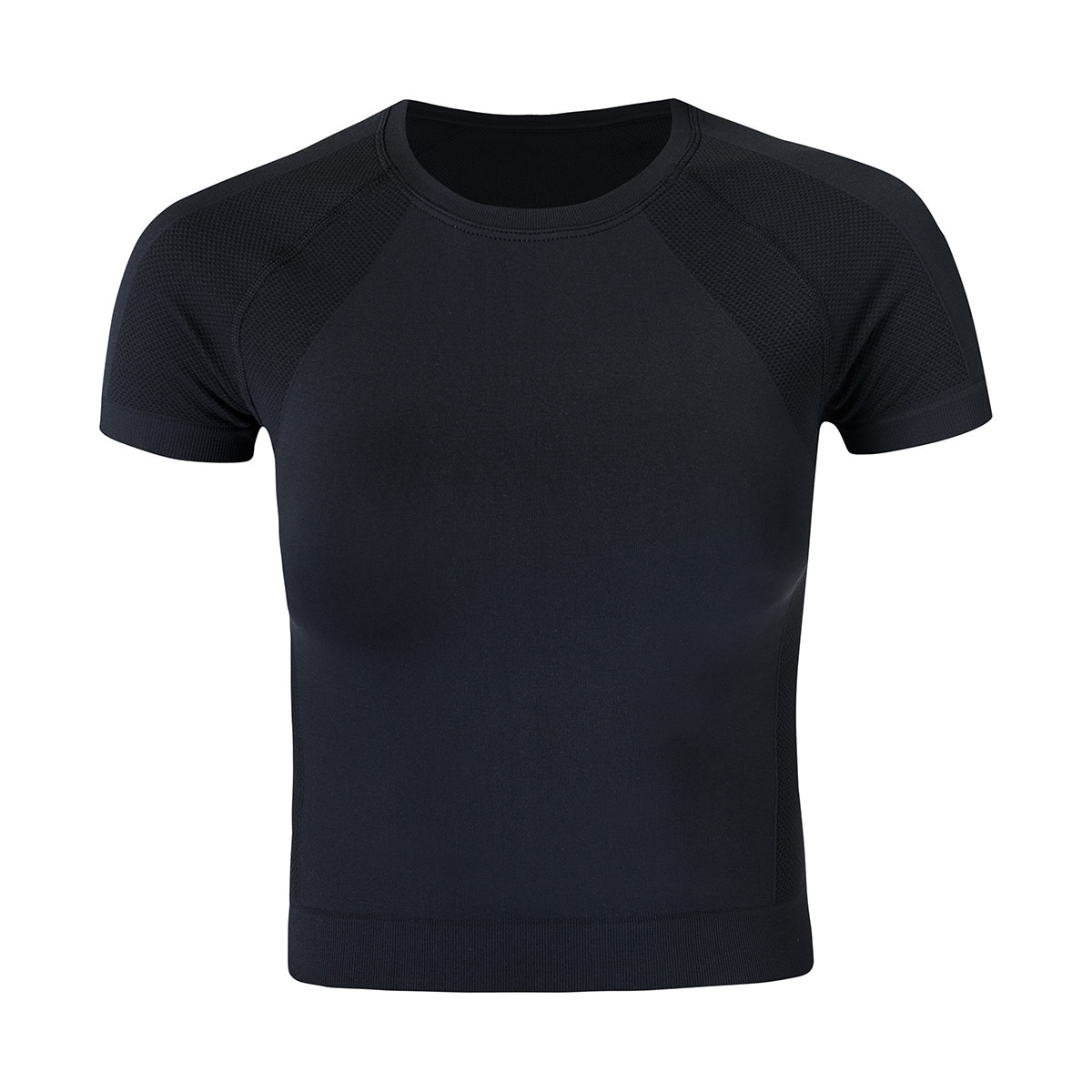T-shirt de Mulher Athlete Crop Seamless Workout Preto-5