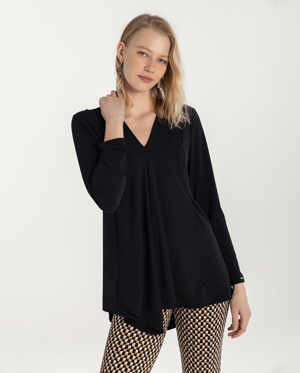 Tunique à col en V et manches longues