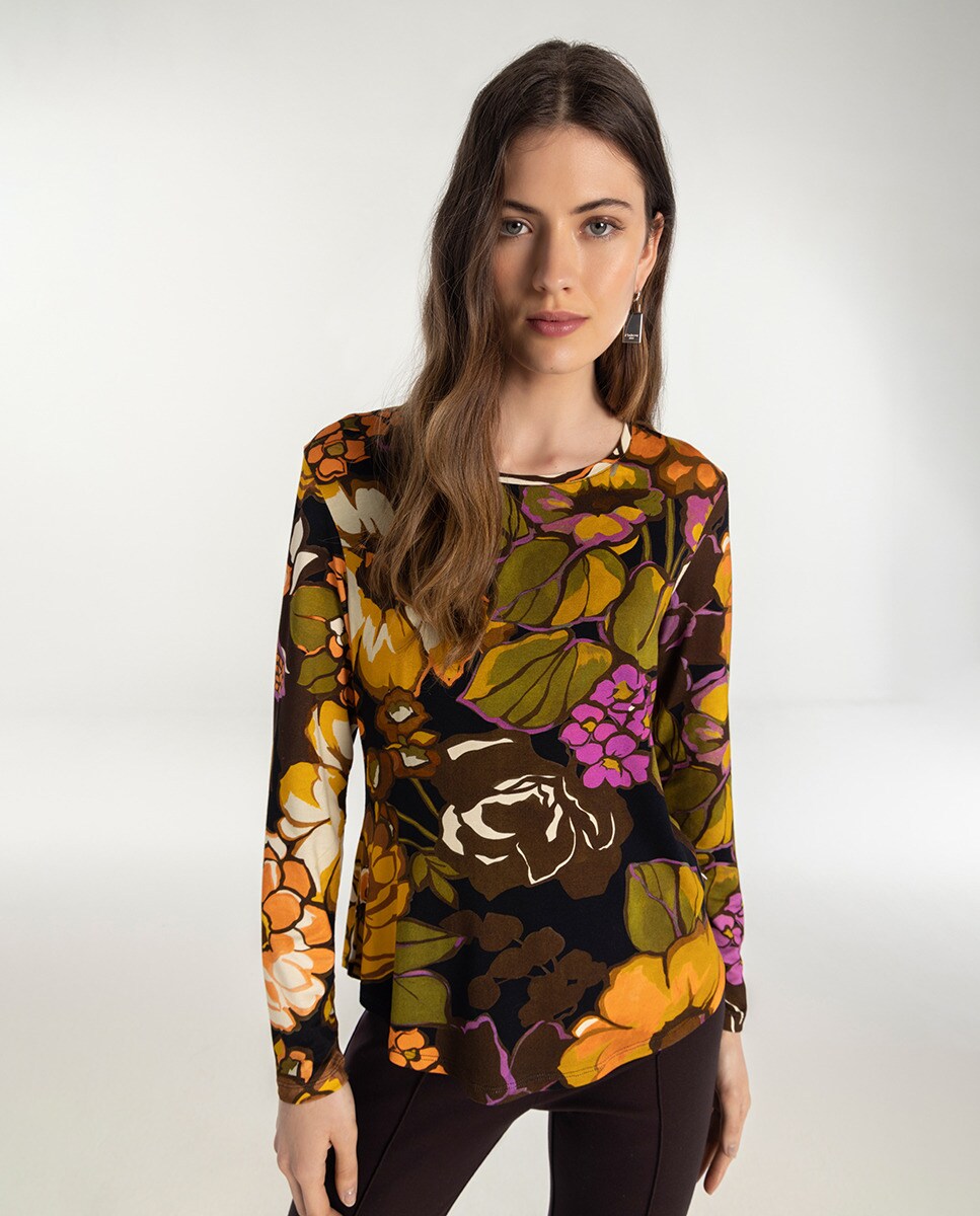 Tshirt à motif et manches longues