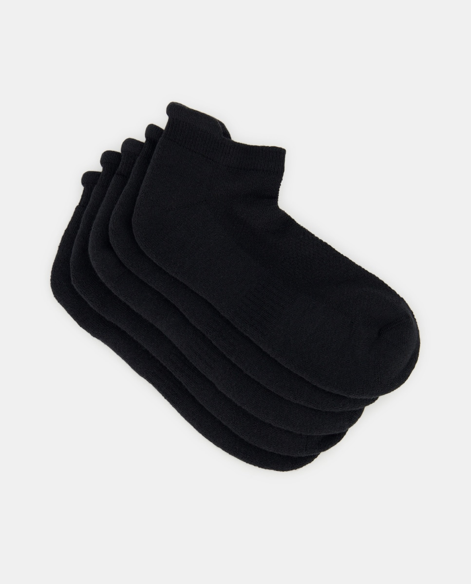 Pack 5 calcetines cortos lisos mujer Negro-1