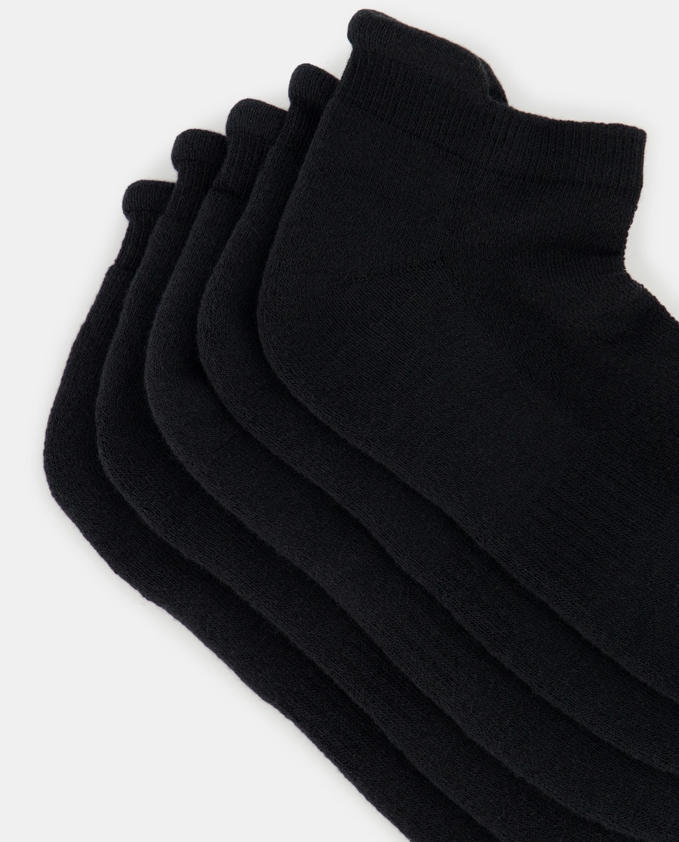 Pack 5 calcetines cortos lisos mujer Negro-2