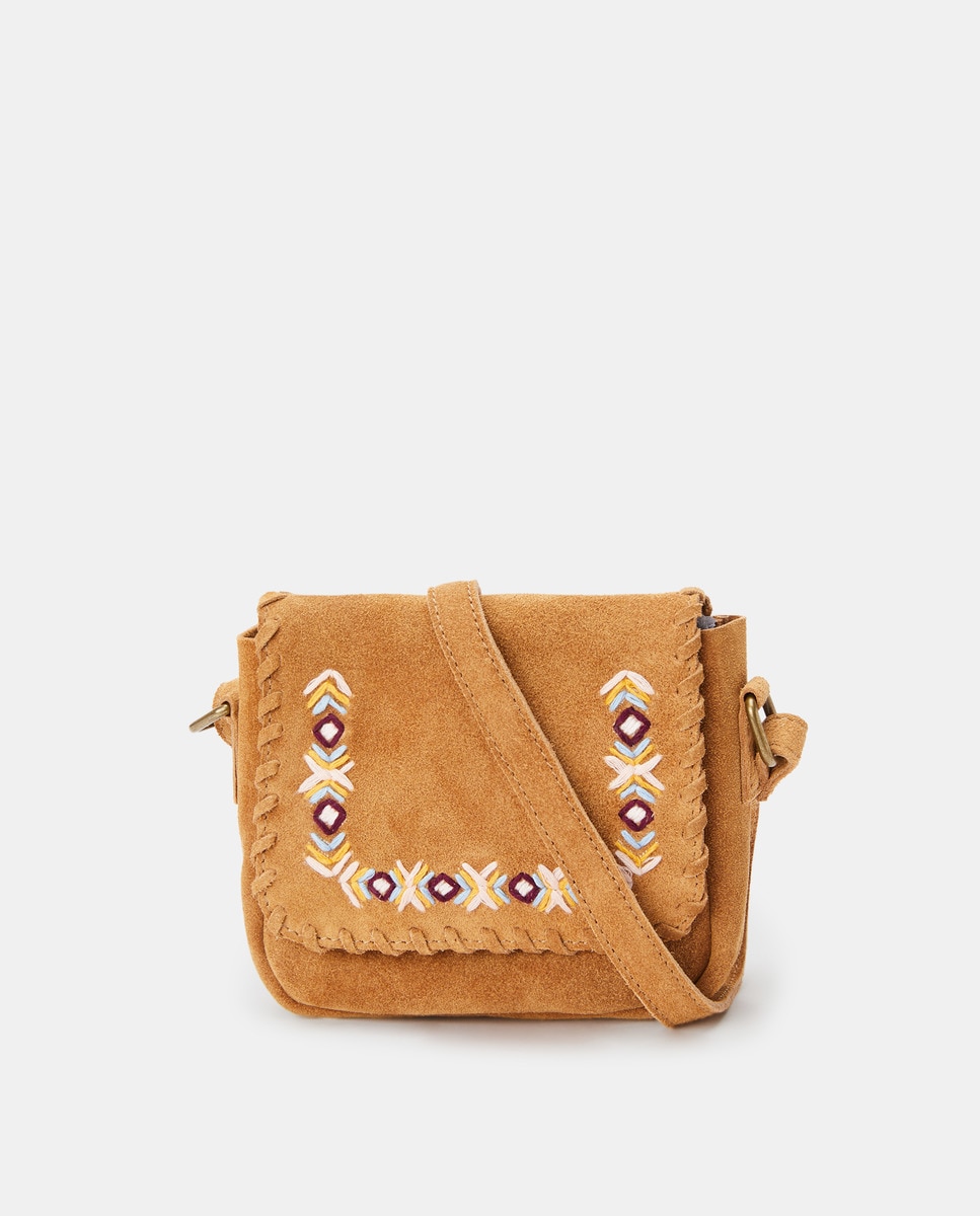 Sac cuir rabat broderie ethnique