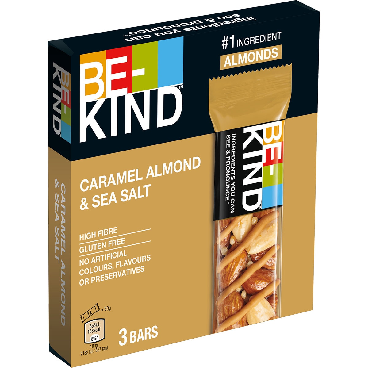 barritas con caramelo y almendra con sal marina sin gluten estuche 90 g