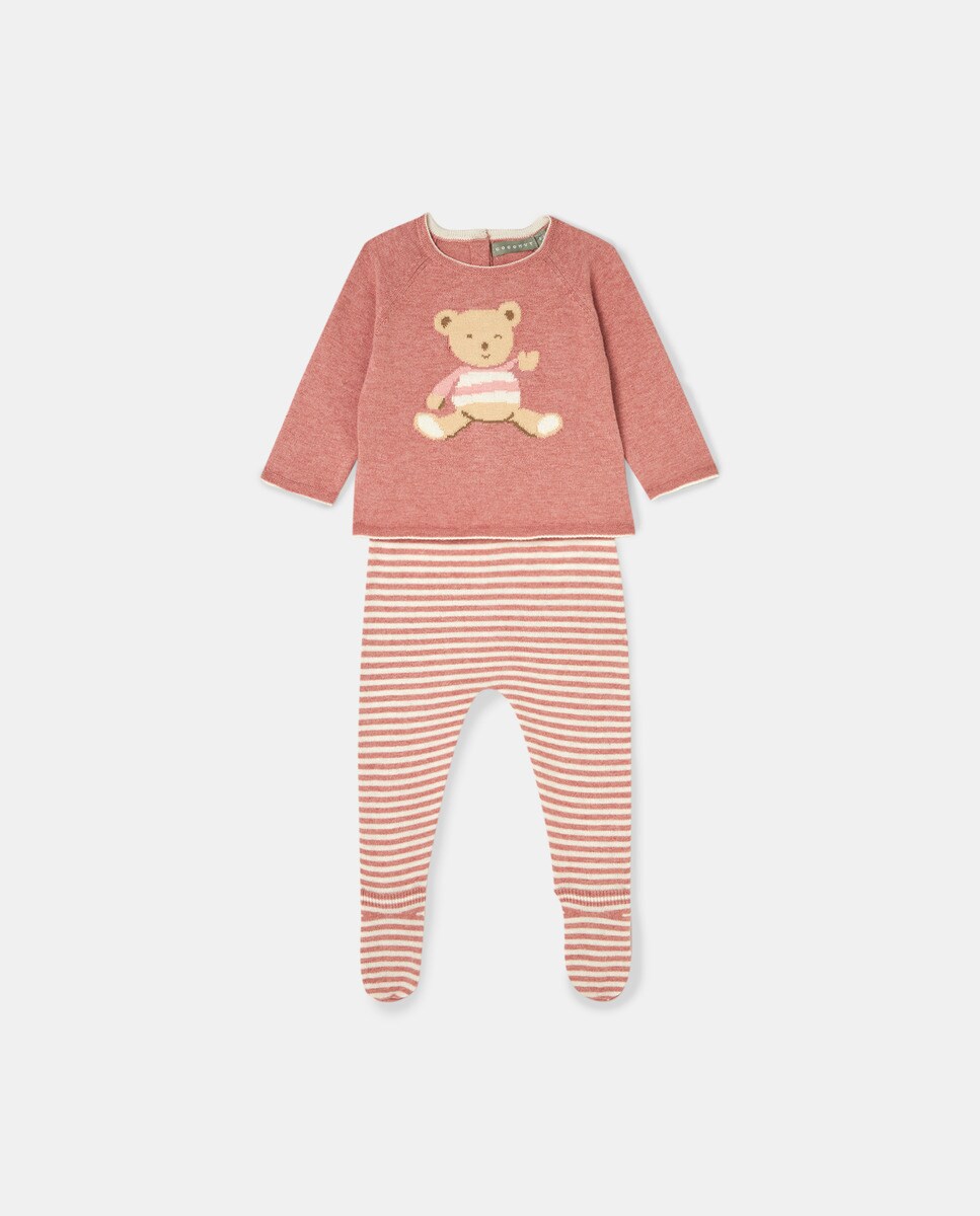 Ensemble tricot avec imprimé ours devant