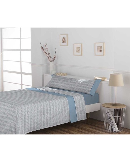 Imagen 0 de Juego de sábanas tela Don algodón 150 h 090 cm. Damara azul