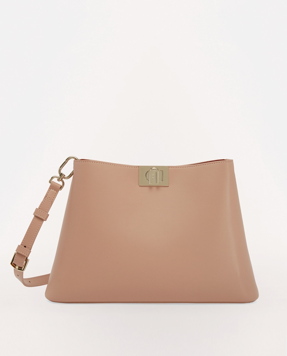 Grand sac porté épaule Fleur crème avec anse réglable