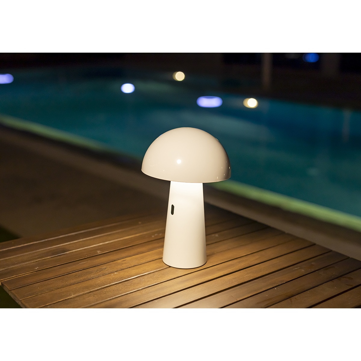 Candeeiro de Mesa Exterior Shitake Battery Branco-3