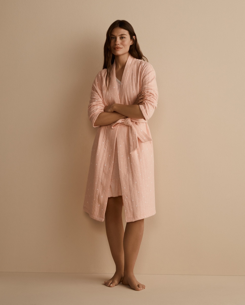 Robe de chambre quilted imprimé lunes et étoiles