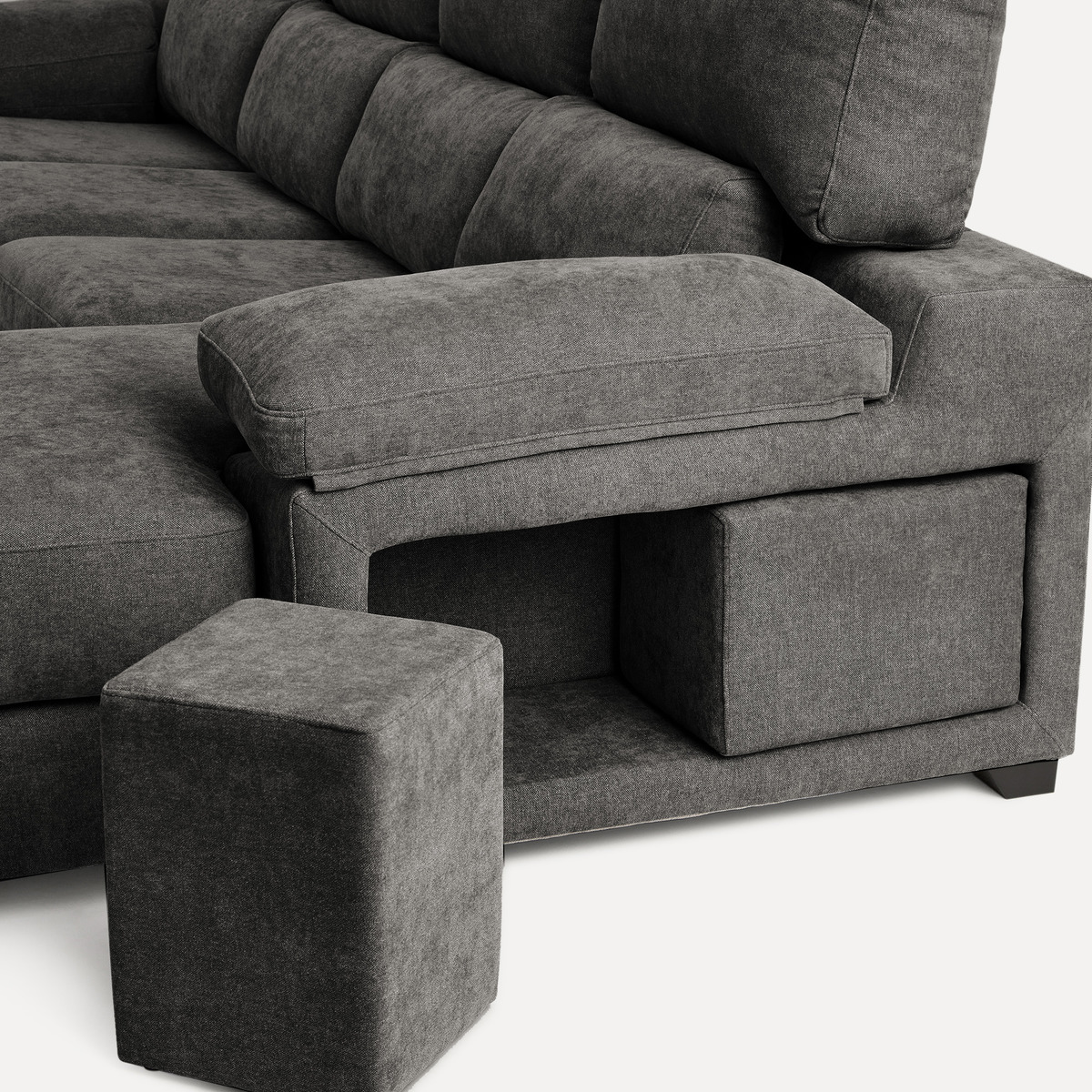 Sofá de 5 plazas con asientos deslizantes y chaiselongue derecha Jerte El Corte Inglés Storm/Gris oscuro-6