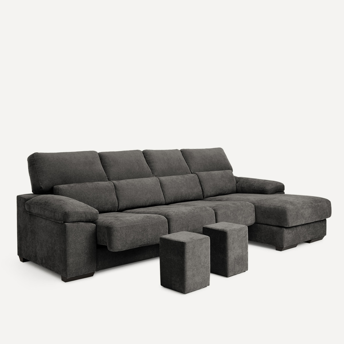 Sofá de 5 plazas con asientos deslizantes y chaiselongue derecha Jerte El Corte Inglés Storm/Gris oscuro-5