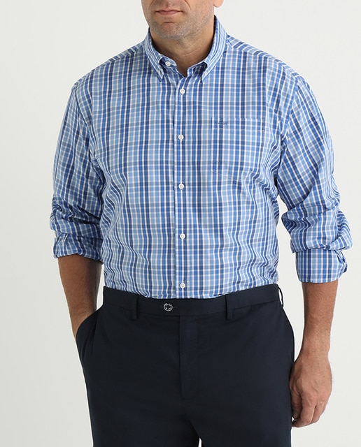 Imagen 0 de Camisa de hombre regular de cuadros multicolor tallas grandes