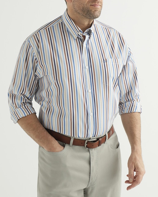 Imagen 0 de Camisa de hombre regular de rayas multicolor tallas grandes