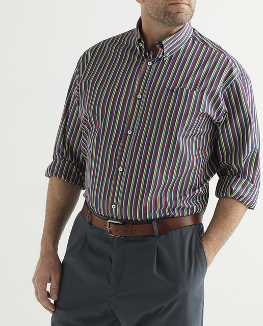 Imagen 0 de Camisa de hombre regular con rayas multicolor tallas grandes