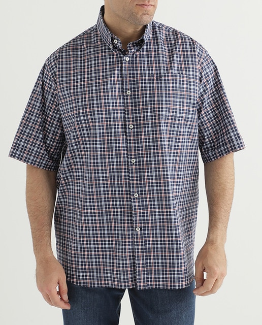 Imagen 0 de Camisa de hombre manga corta de cuadros azul tallas grandes