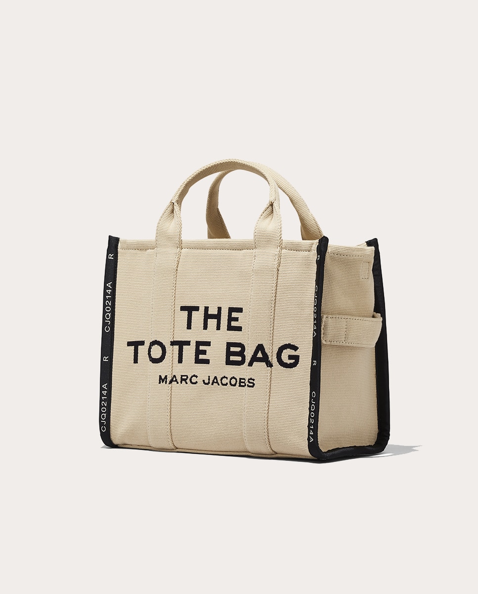 Mala Shopper Jacquard Tipo Tote Small em Tecido Bege-4