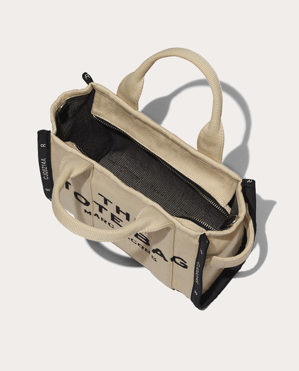 Mala Shopper Jacquard Tipo Tote Small em Tecido Bege-3