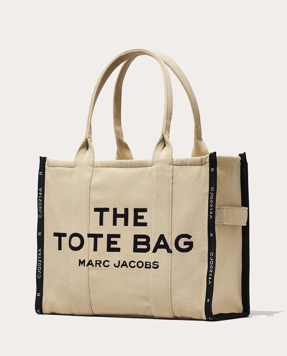 Mala Shopper Jacquard Tipo Tote Large em Tecido Bege-3
