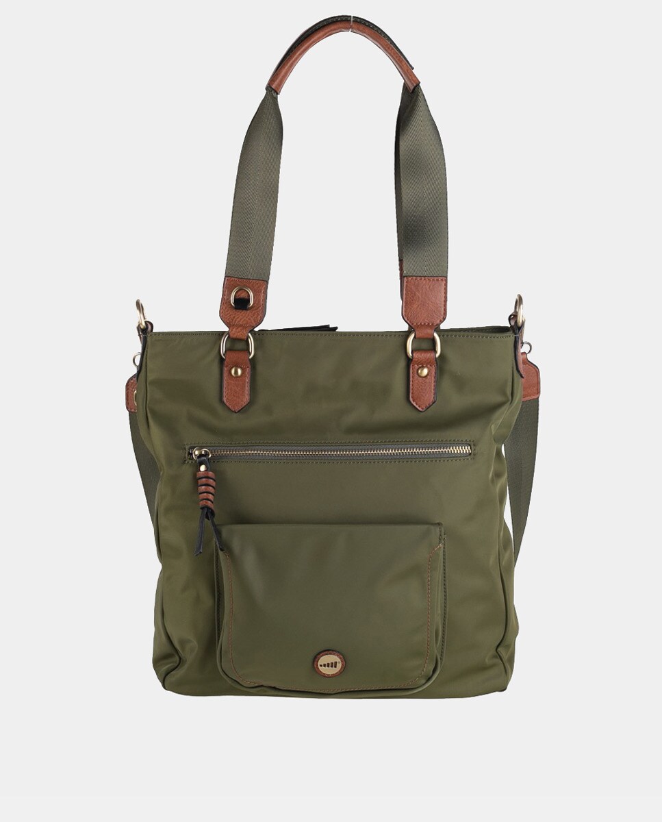 Sac tote en nylon avec deux poches avant et bandoulière amovible