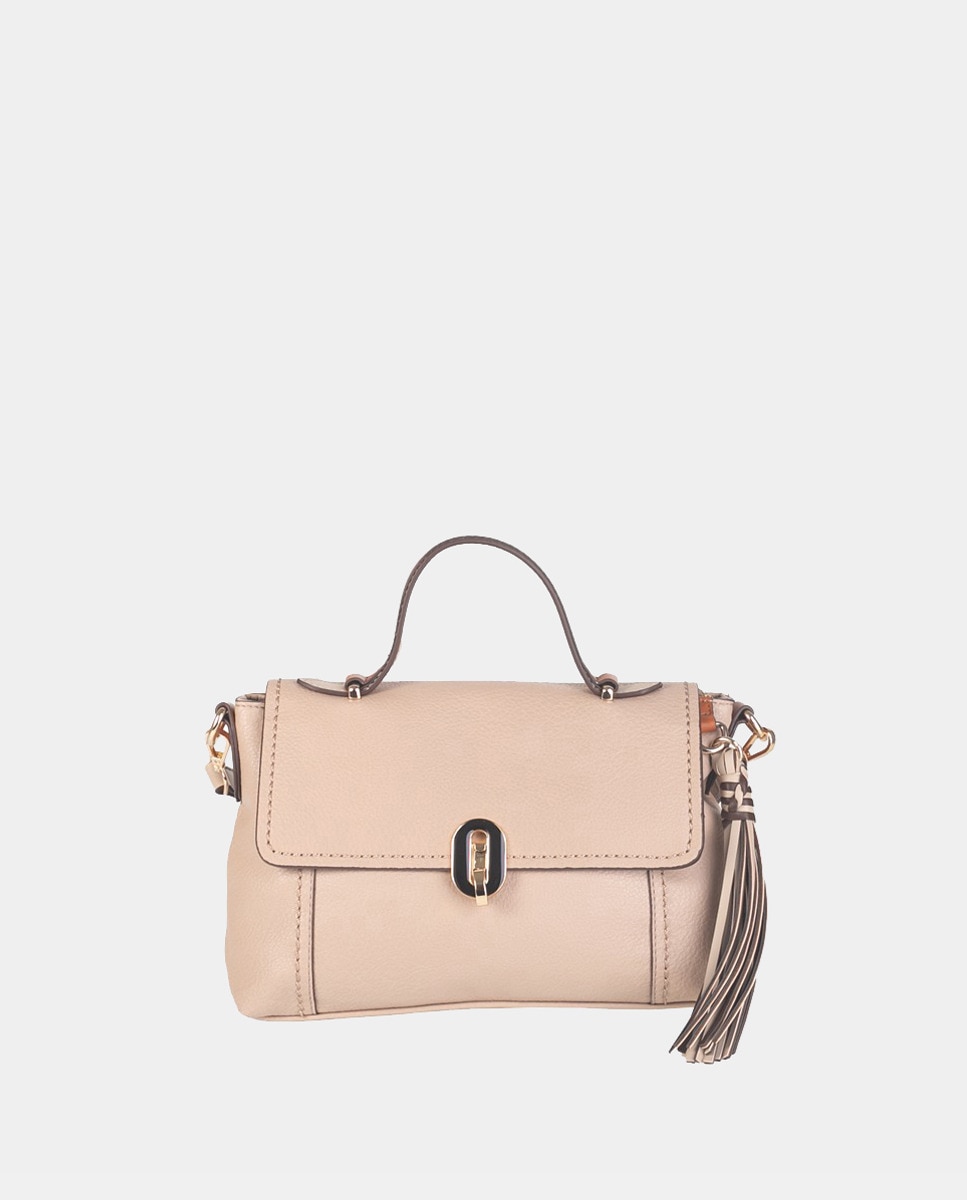 Sac à main moyen avec houppe artisanale ton sur ton