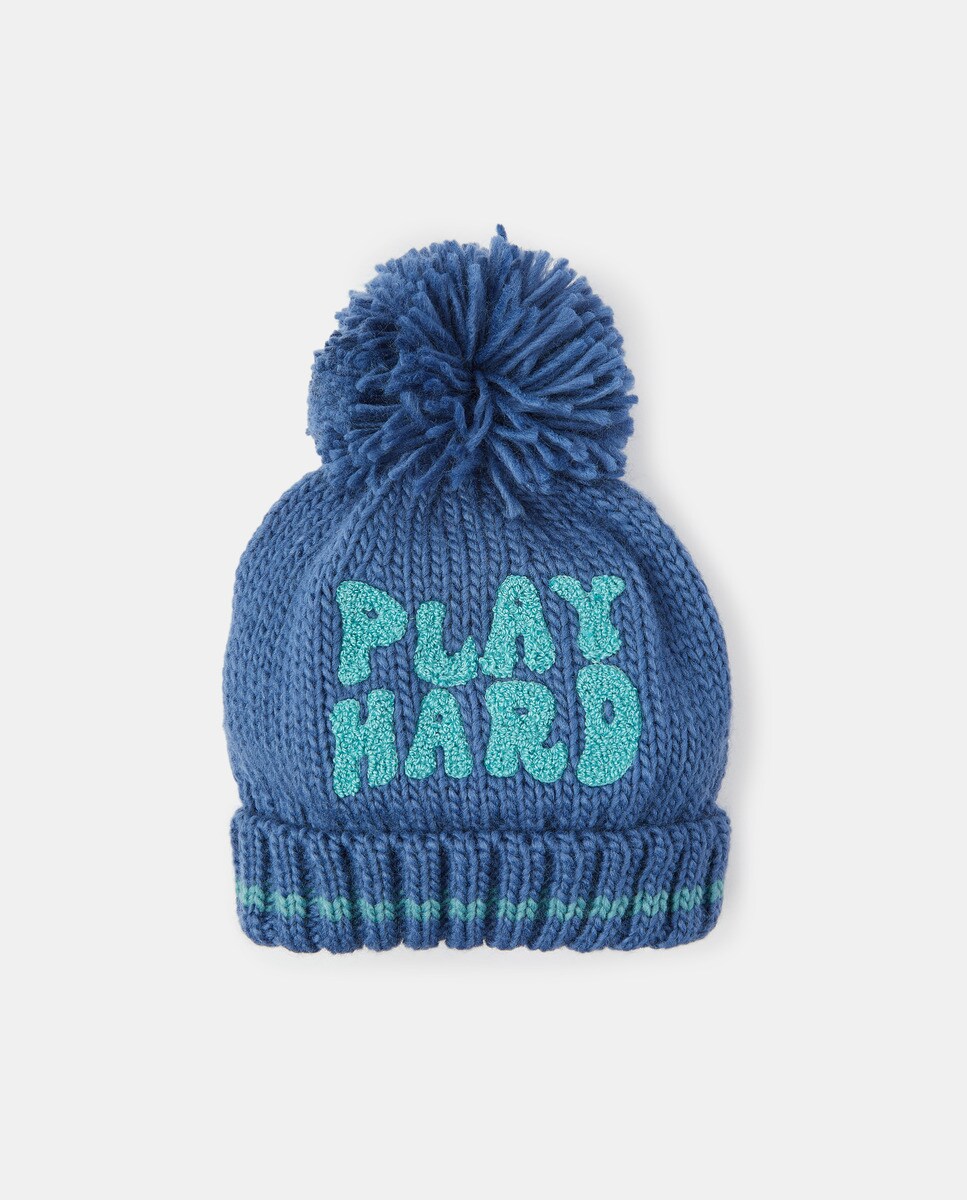 Bonnet avec texte et pompon