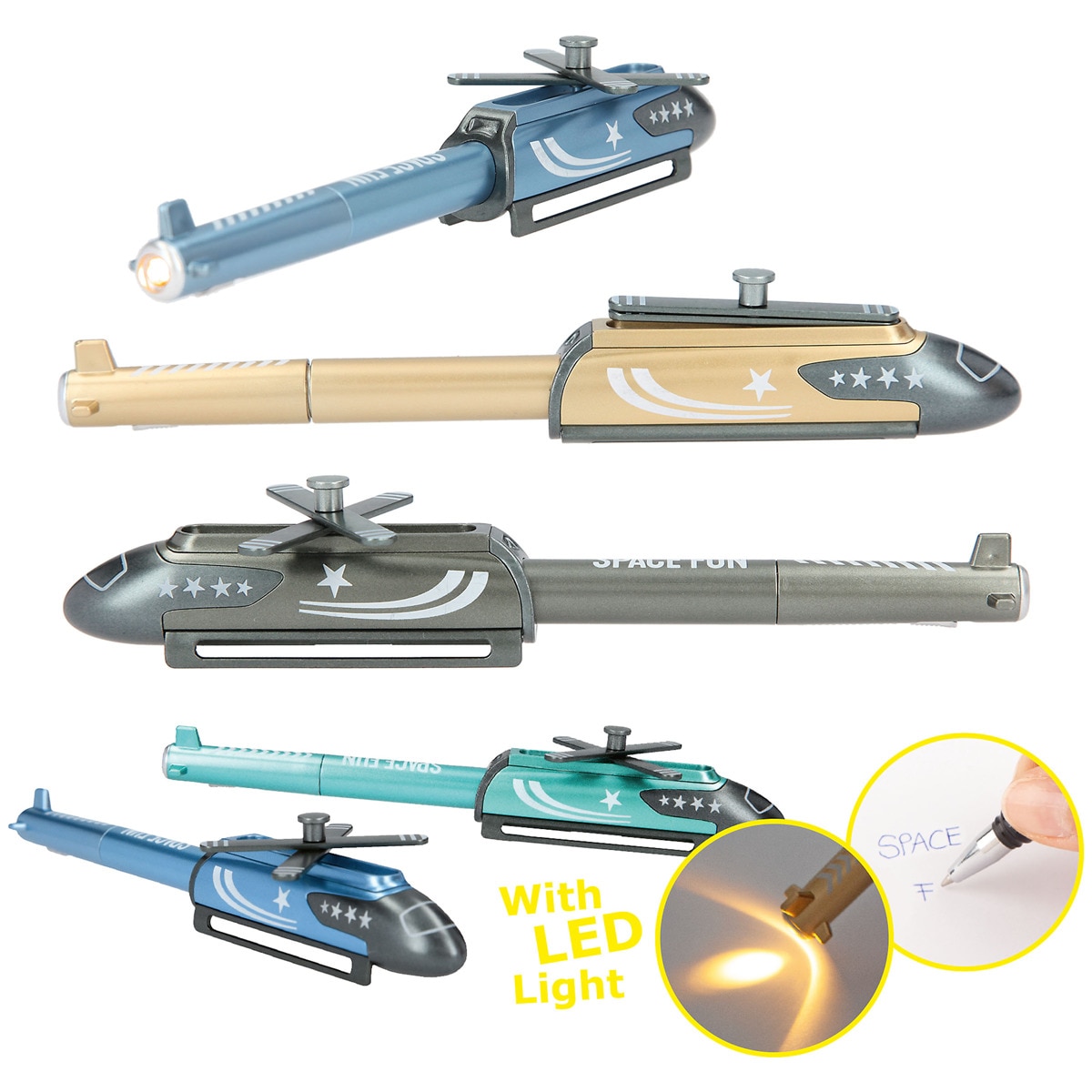Esferográfica helicóptero com LED Leo Love Dino World + Action Sortido-1