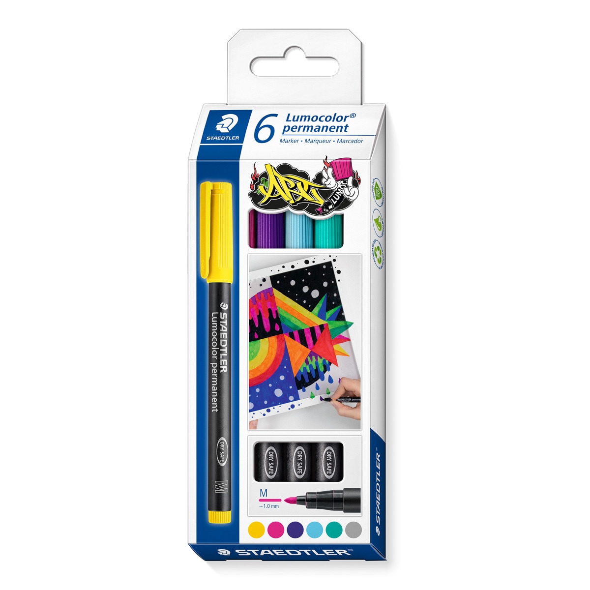 Imagen 0 de Pack  6 marcadores permanentes Lumocolor Staedtler