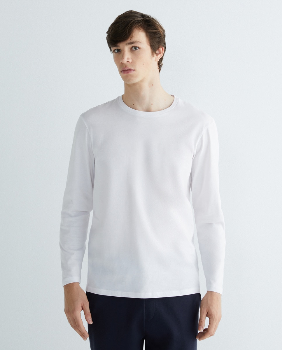 Camiseta de hombre manga larga básica Blanco-1