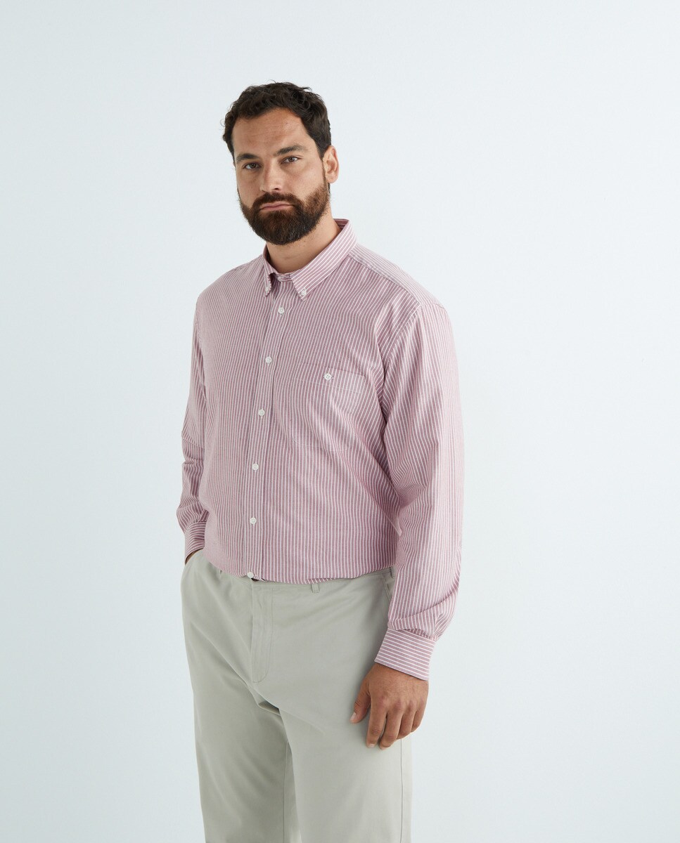 Chemise oxford rayure fond foncé