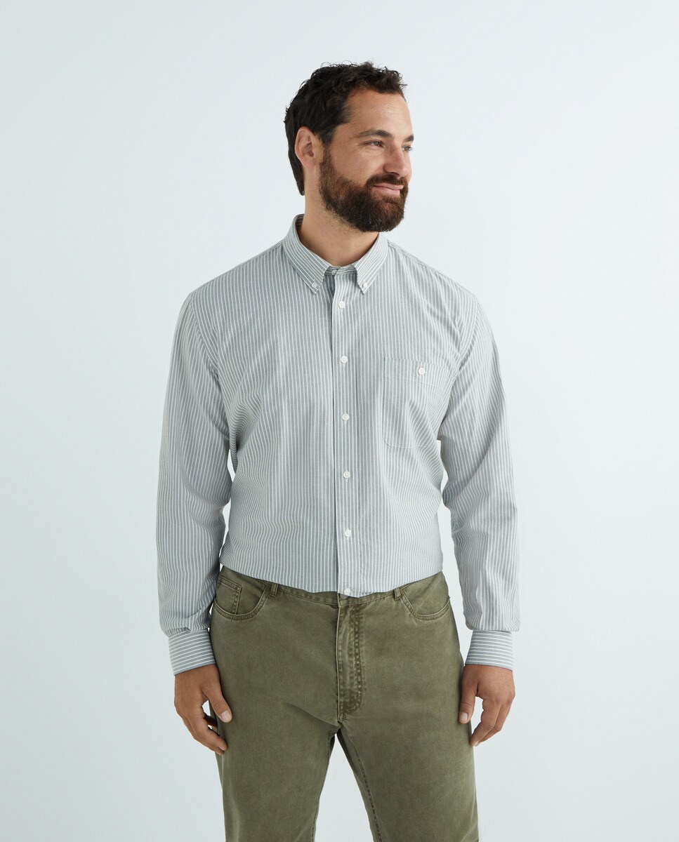 Chemise oxford rayure fond foncé