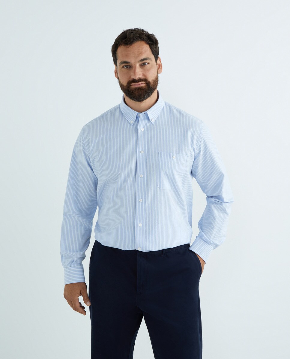 Chemise oxford rayure fond foncé
