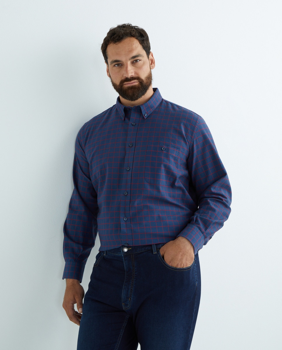 Chemise oxford à carreaux fond foncé