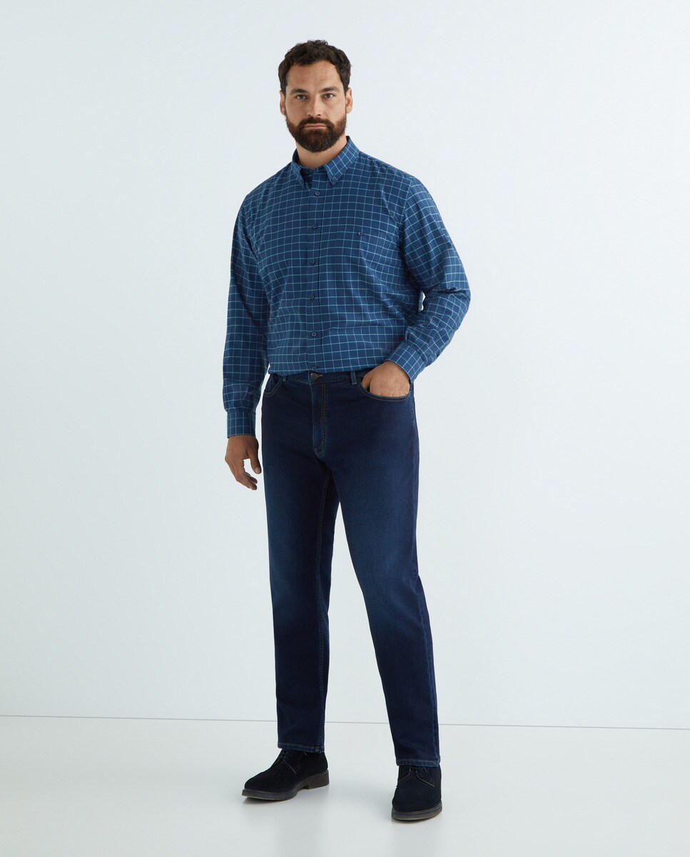 Chemise oxford à carreaux fond foncé