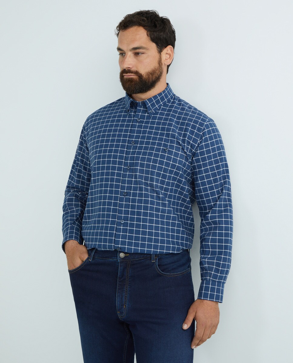 Chemise oxford à carreaux fond foncé