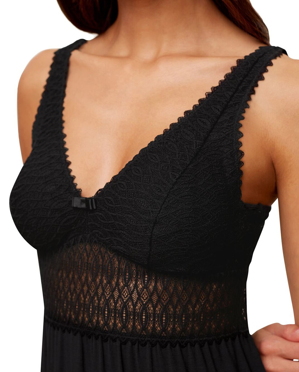Camisa de Dormir Aura com Alças Preto-3