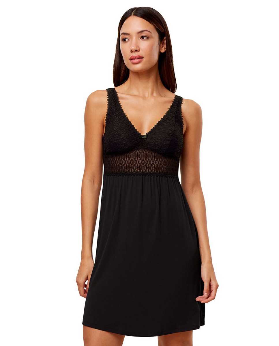 Camisa de Dormir Aura com Alças Preto-1