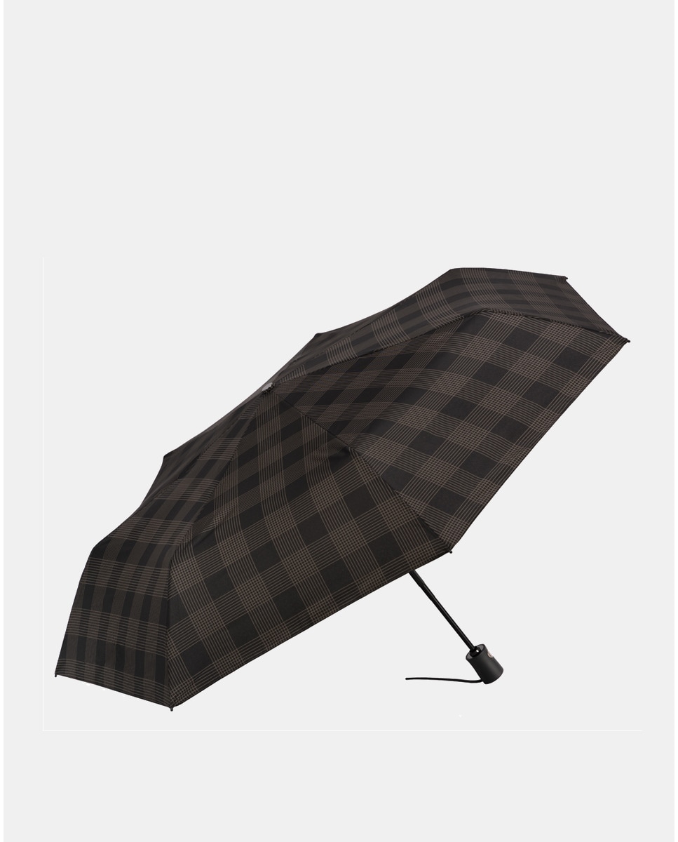 Guarda-Chuva Dobrável Automático aos Quadrados - Castanho Castanho-1
