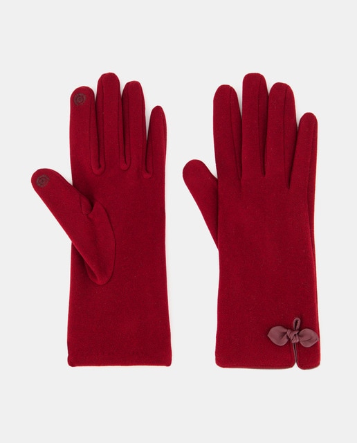 Imagem 0 de Luvas com Detalhes de Laço e em Tecido - Vermelho