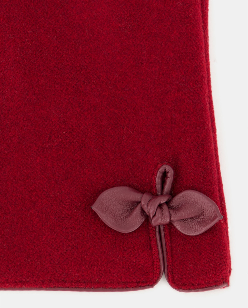 Luvas com Detalhe de Laço e em Tecido - Bege Vermelho-2