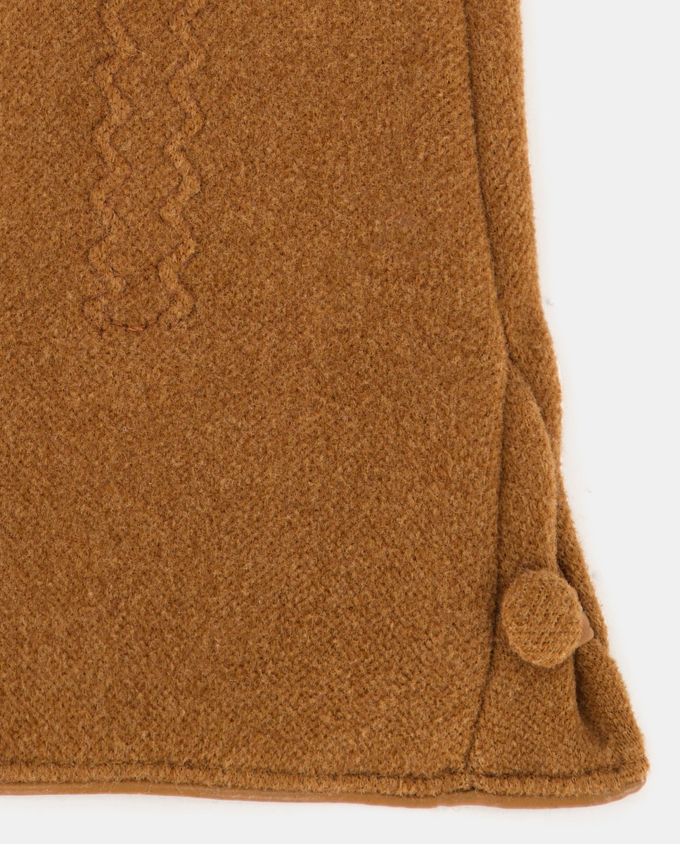 Luvas com Tira Decorativa e em Tecido - Camel Camel-2