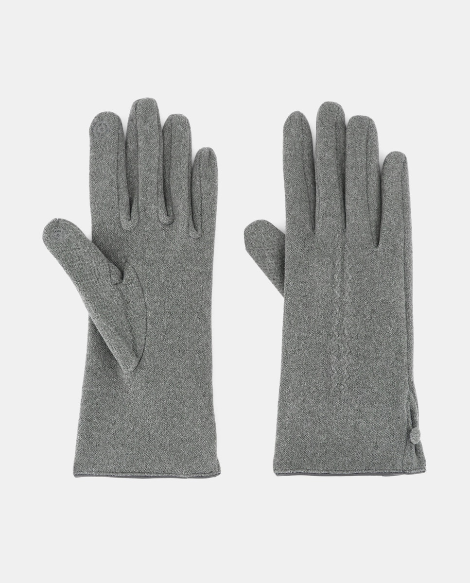 Luvas com Tira Decorativa e em Tecido - Cinzento Cinzento-1