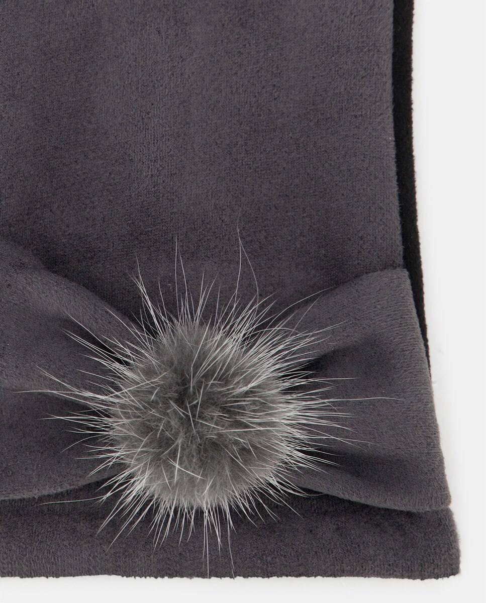 Luvas com Fita, Pompom e em Tecido - Preto Preto-2